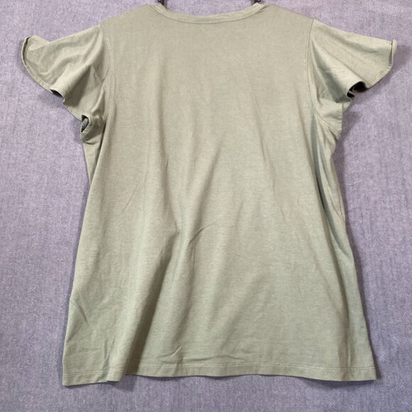 Chicos Olive Green V-Neck Short Sleeve Shirt Pima Cotton & Modal  Womens Size L - Picture 7 of 9